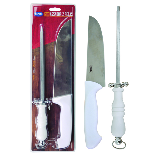 Set Asador 2P Blanco Mor 3345 Cuchilla Chaira
