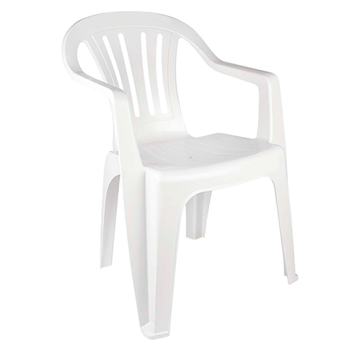 Silla De Plástico Con Posabrazos Blanca Mor