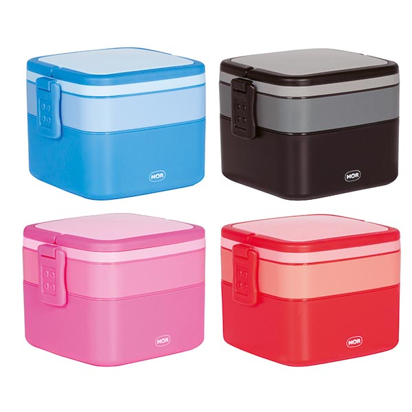 Lunchera Vianda Cuadrada 2 Compartimientos Mor