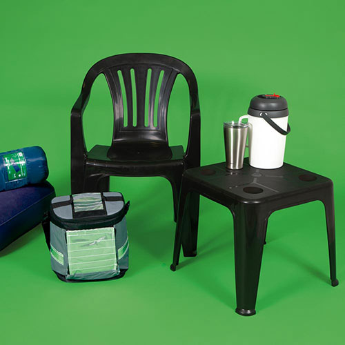 Mesa Plástica Auxiliar Con Porta Vasos Mor 51x51