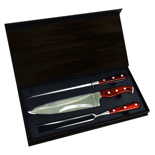 Set Asador 3P Madera Mor 3945 Cuch-Tened-Chaira